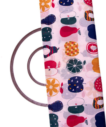 White Colour Kids Print Mulmul Cotton Fabric